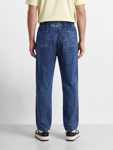 Men's Blue Relaxed Fit Solid Utility Jeans
