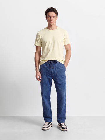 Men's Blue Relaxed Fit Solid Utility Jeans