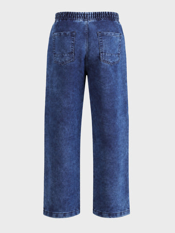 Men's Blue Relaxed Fit Solid Utility Jeans