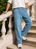 Men's Blue Relaxed Fit Solid Utility Jeans