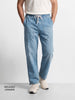 Men's Blue Relaxed Fit Solid Utility Jeans