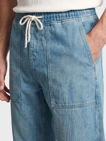 Men's Blue Relaxed Fit Solid Utility Jeans