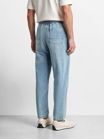 Men's Blue Relaxed Fit Solid Utility Jeans
