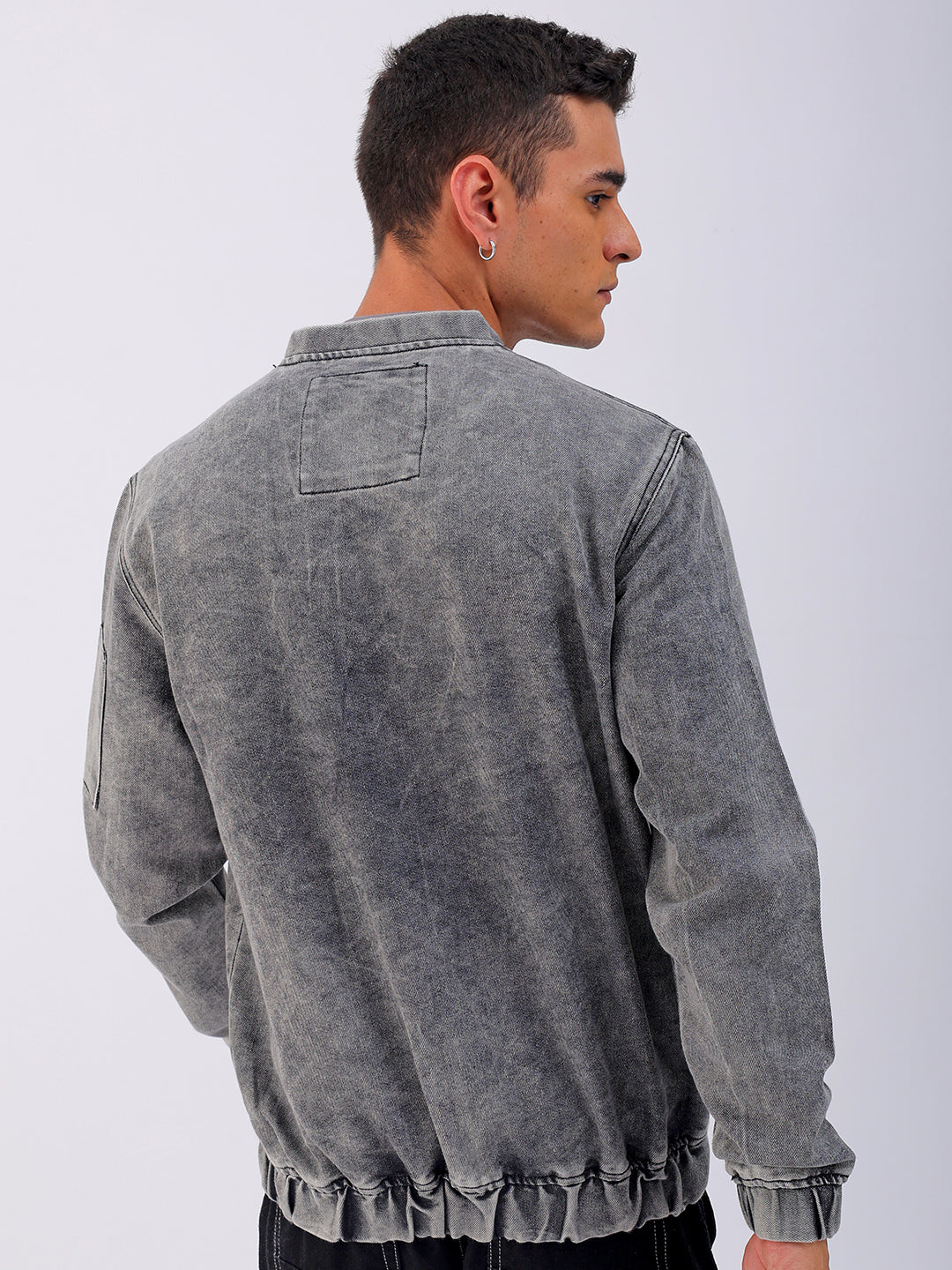 Shop Men's Solid Relaxed Fit Denim Jacket Online.