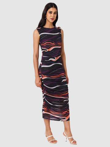Women Regular Fit Black Sleeveless Dress