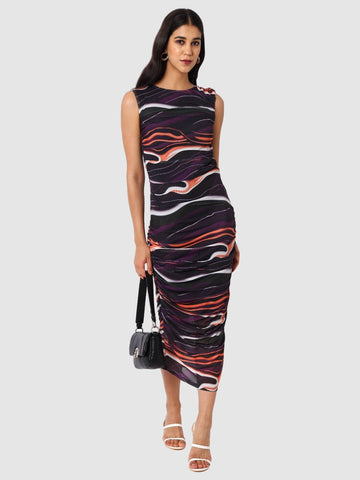 Women Regular Fit Black Sleeveless Dress