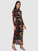 Women Multicolor Fit Black Full Sleeves Dress