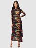 Women Multicolor Fit Black Full Sleeves Dress