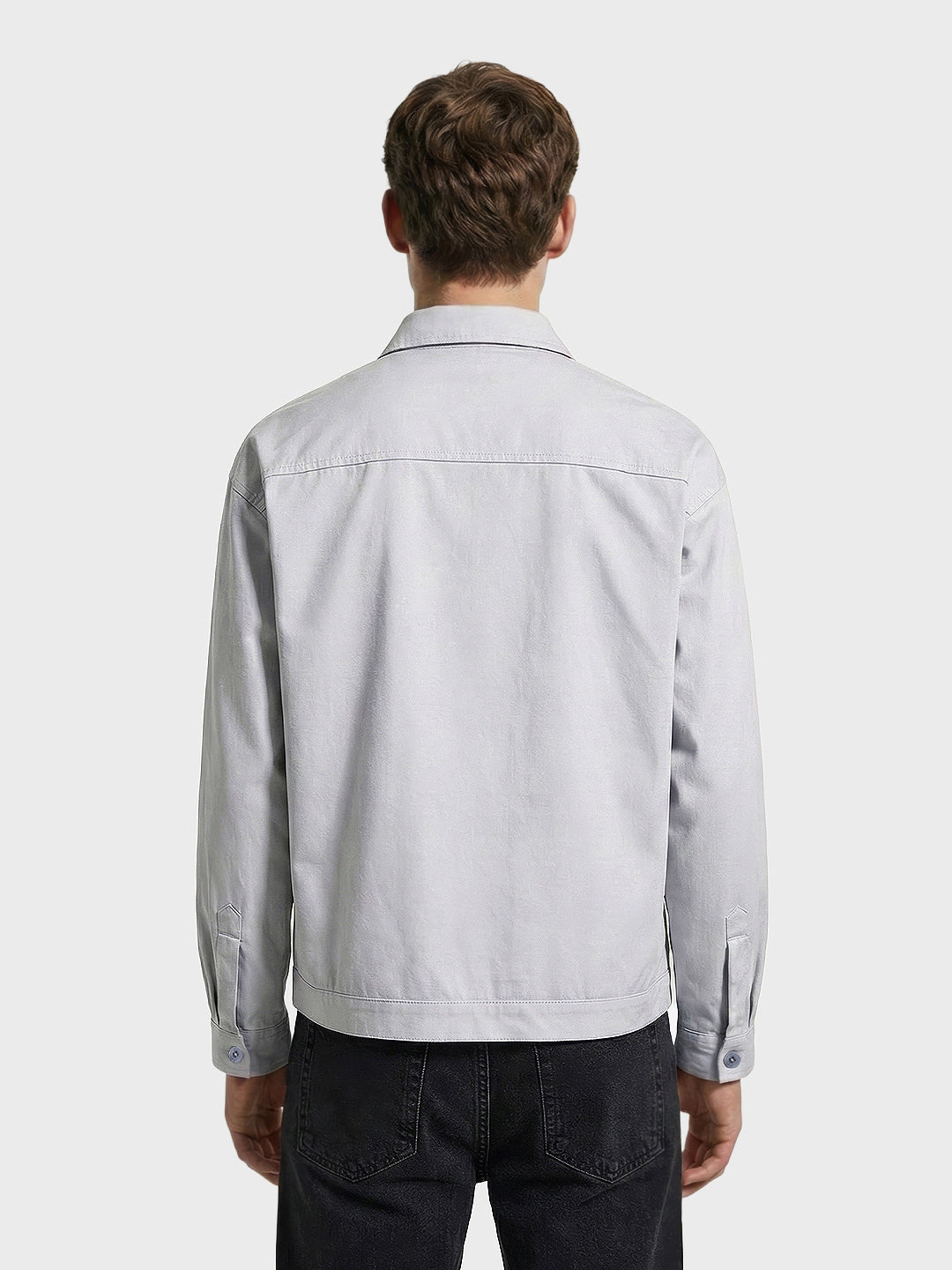 Men's Grey Boxy Fit Embroided Casual Jacket