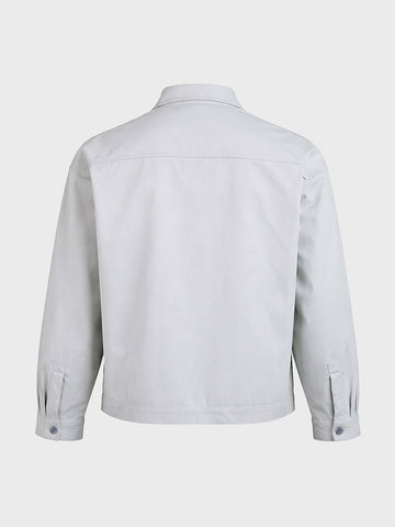 Men's Grey Boxy Fit Embroided Casual Bomber Jacket