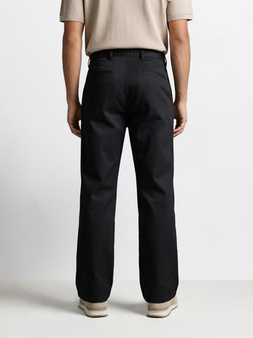 Men's Black Baggy Fit Solid Utility Trousers
