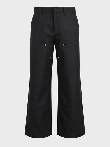 Men's Black Baggy Fit Solid Utility Trousers