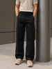Men's Black Baggy Fit Solid Utility Trousers