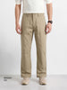 Men's Khaki Baggy Fit Solid Utility Trousers