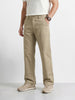 Men's Khaki Baggy Fit Solid Utility Trousers