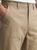 Men's Khaki Baggy Fit Solid Utility Trousers