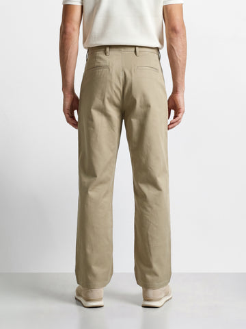 Men's Khaki Baggy Fit Solid Utility Trousers