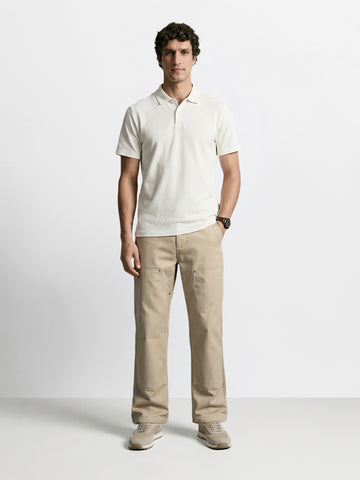 Men's Khaki Baggy Fit Solid Utility Trousers