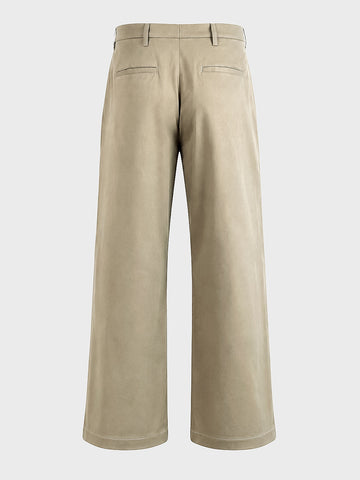 Men's Khaki Baggy Fit Solid Utility Trousers