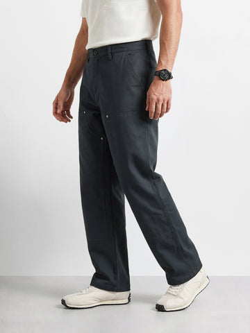 Men's Grey Baggy Fit Solid Utility Trousers