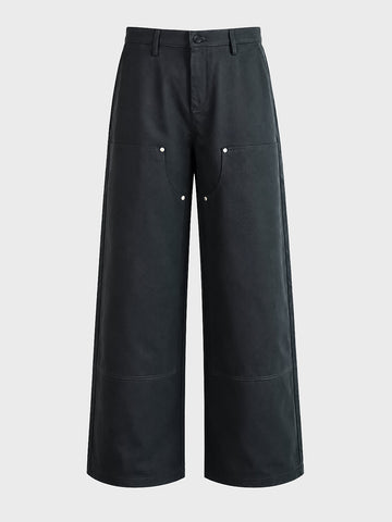 Men's Grey Baggy Fit Solid Utility Trousers