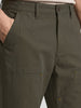 Men's Olive Baggy Fit Solid Utility Trousers