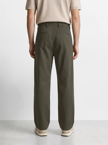 Men's Olive Baggy Fit Solid Utility Trousers