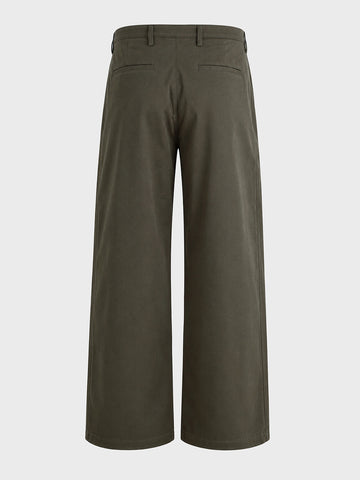 Men's Olive Baggy Fit Solid Utility Trousers