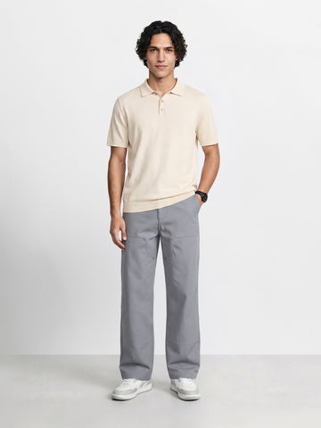 Men's Grey Baggy Fit Solid Utility Trousers