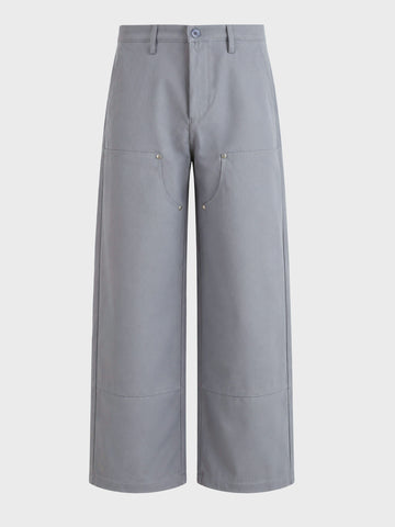 Men's Grey Baggy Fit Solid Utility Trousers