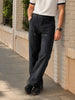 Men's Black Baggy Fit Solid Utility Trousers