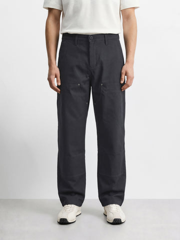 Men's Grey Baggy Fit Solid Utility Trousers