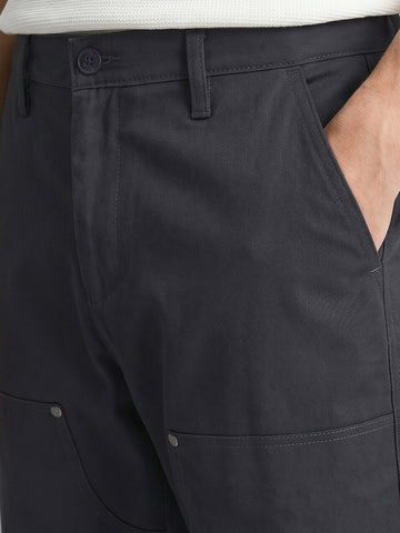 Men's Grey Baggy Fit Solid Utility Trousers
