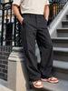 Men's Grey Baggy Fit Solid Utility Trousers