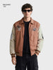 Men's Rust Relaxed Fit Embroidered Varsity Jacket