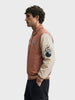 Men's Rust Relaxed Fit Embroidered Varsity Jacket