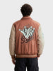 Men's Rust Relaxed Fit Embroidered Varsity Jacket