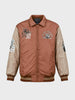 Men's Rust Relaxed Fit Embroidered Varsity Jacket