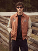 Men's Rust Relaxed Fit Embroidered Varsity Jacket