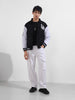 Men's Black Relaxed Fit Embroidered Varsity Jacket