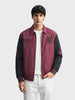 Men's Maroon Relaxed Fit Embroided Casual Jacket