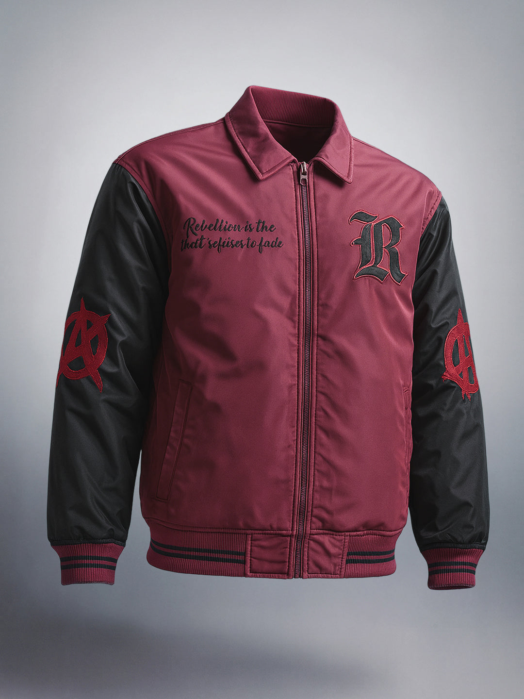 Men's Maroon Relaxed Fit Embroided Casual Jacket