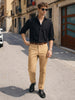 Men's Brown Slim Fit Solid Formal Chinos
