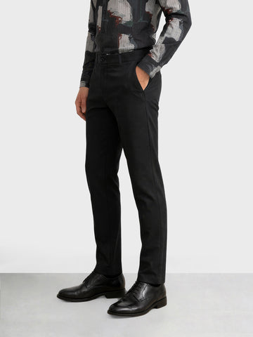 Men's Black Slim Fit Solid Formal Chinos