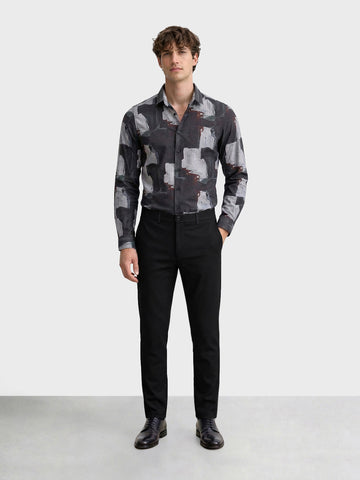 Men's Black Slim Fit Solid Formal Chinos