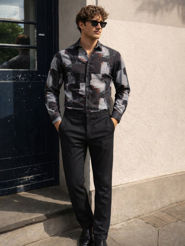 Men's Black Slim Fit Solid Formal Chinos