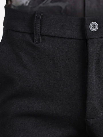Men's Black Slim Fit Solid Formal Chinos