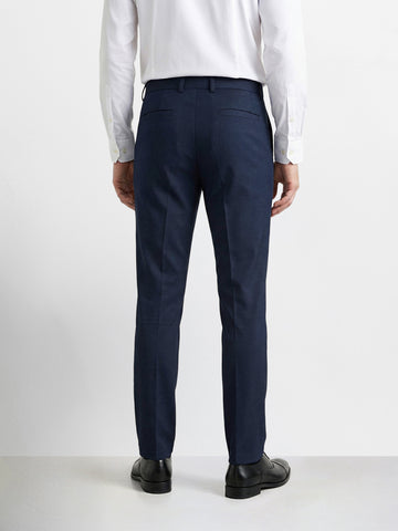 Men's Navy Blue Slim Fit Solid Formal Chinos