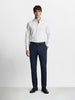 Men's Navy Blue Slim Fit Solid Formal Chinos