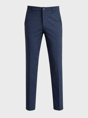Men's Navy Blue Slim Fit Solid Formal Chinos